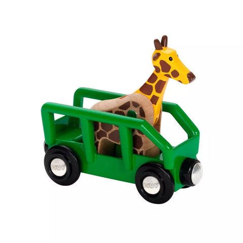 BRIO Giraffenwagen 33724: grüner Wagen mit Holzgiraffe