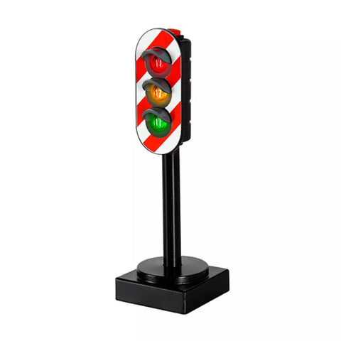 BRIO Ampel 33743 mit rotem, gelbem und grünem Licht auf schwarzem Standfuss