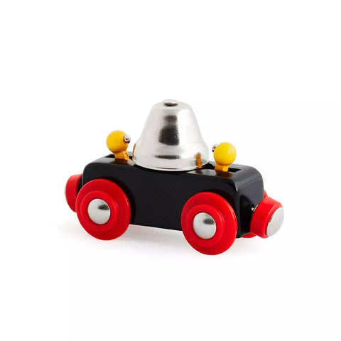 BRIO Glockenwagen 33749: schwarzer Waggon mit silberner Glocke und roten Rädern