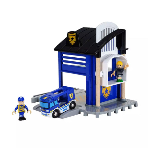 BRIO Polizeistation 33813 mit Einsatzfahrzeug und zwei Figuren