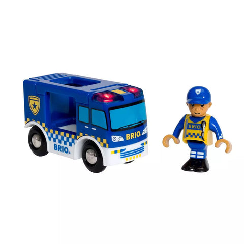 BRIO Polizeiwagen 33825 in Blau mit Polizisten-Figur