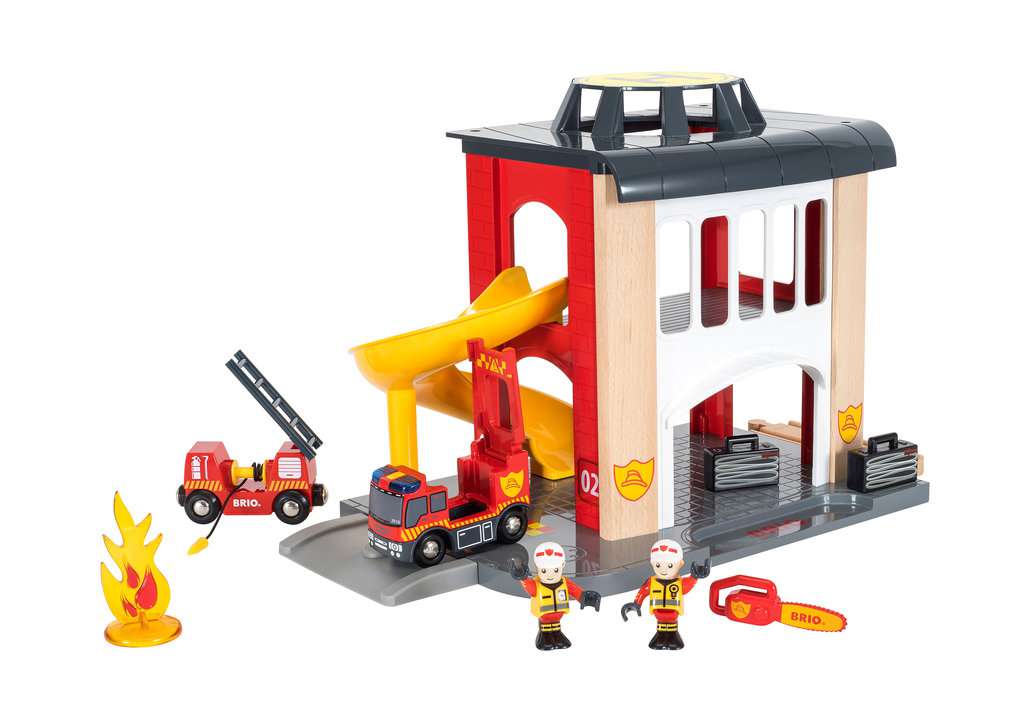 Brio Grosse Feuerwehrstation mit Einsatzfahrzeug 33833 - Bild 1