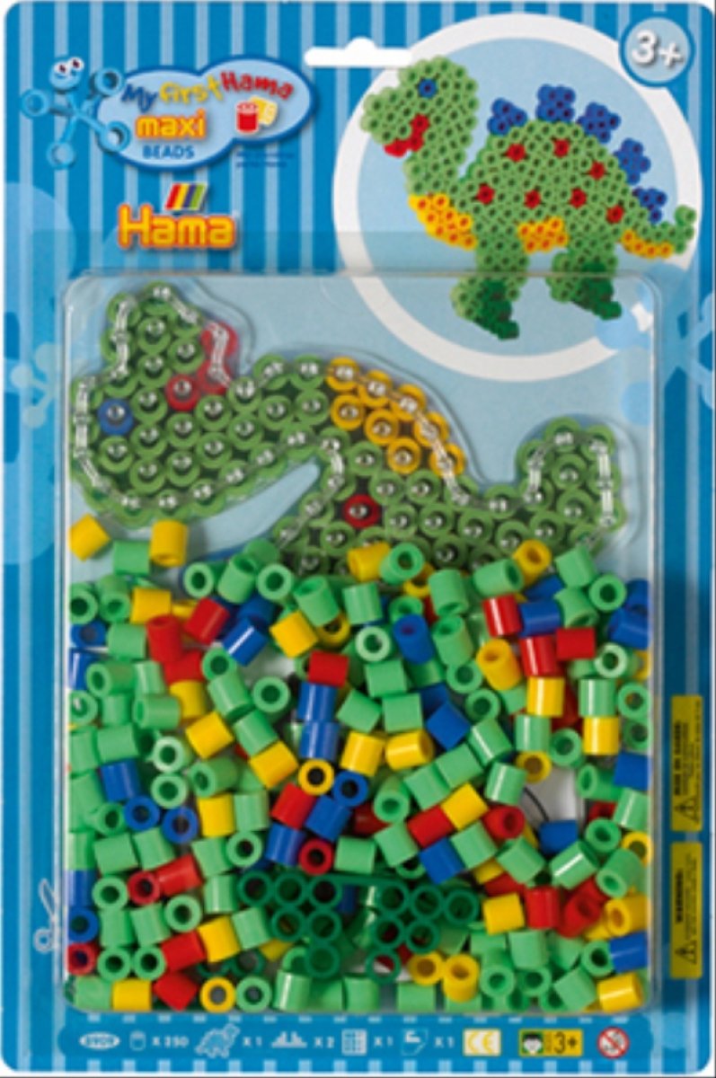HAMA Bügelperlen Maxi - 1 Stiftplatte Dinosaurier, 250 Perlen - Bild 1