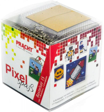Pixel Bastelset 15 Smiley, Roboter, Eishockeyspieler, Fussballspieler, Rakete