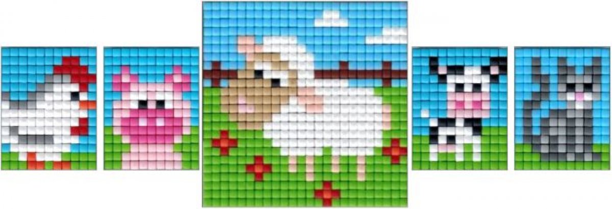 Pixel Bastelset 18 Huhn, Schwein, Kuh, Katze, Schaf - Bild 2