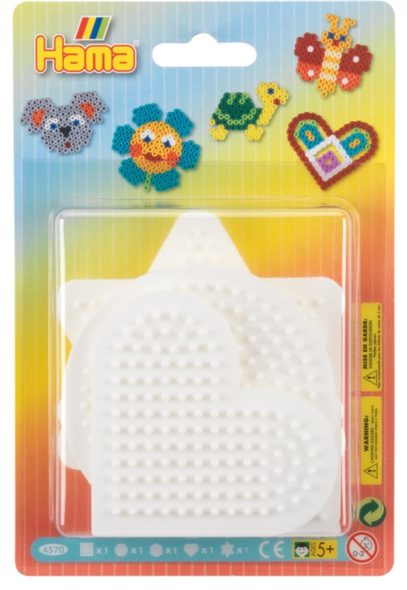 HAMA Bügelperlen Blister 5 Stiftplatten Stern, Herz, Kreis, Quadrat, Sechseck - Bild 1