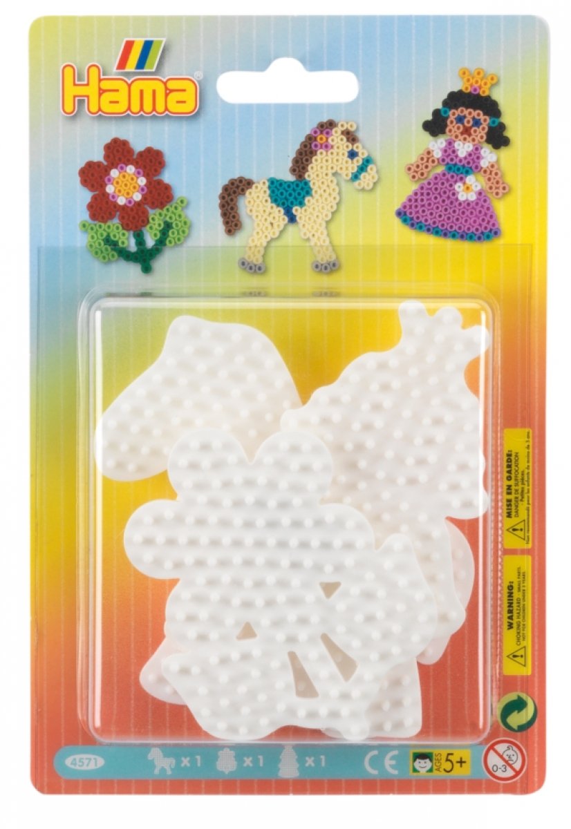 HAMA Bügelperlen 3 Stiftplatten Prinzessin/Blume/Pony - Bild 1