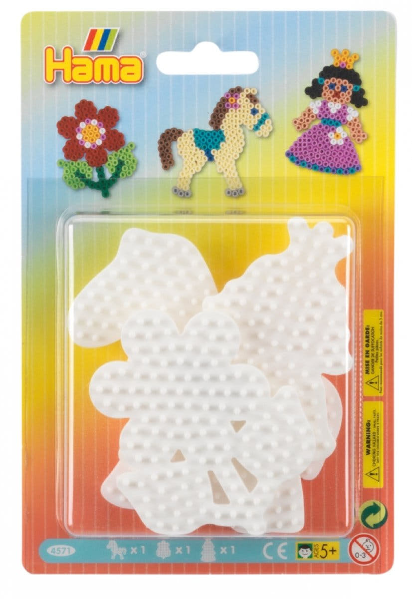 HAMA Bügelperlen 3 Stiftplatten Prinzessin/Blume/Pony - Bild 1