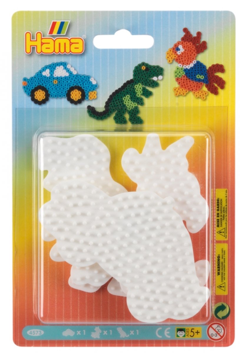 HAMA Bügelperlen 3 Stiftplatten Auto/Dinosaurier/Papagei - Bild 1