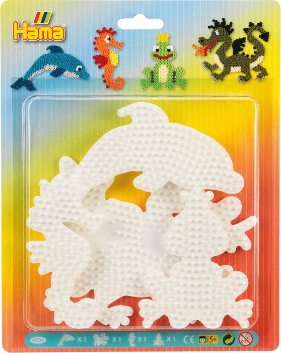HAMA Stiftplatten Delfin/Seepferdchen/Frosch/Drache - Bild 1