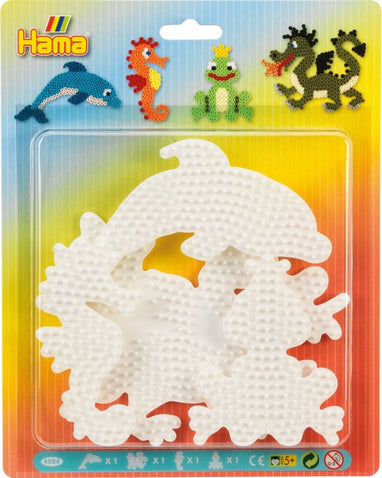 HAMA Stiftplatten Delfin/Seepferdchen/Frosch/Drache