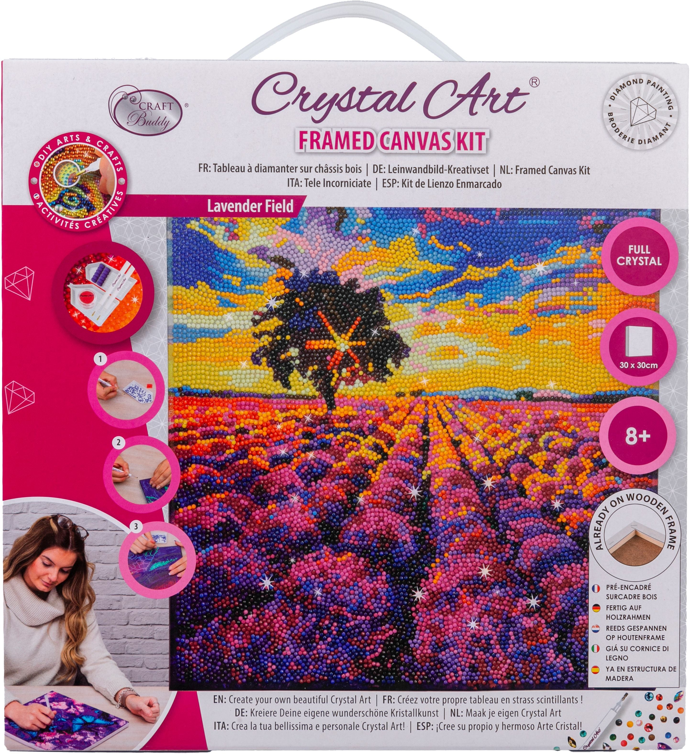 Crystal Art Leinwandbild Lavendelfeld 30 x 30cm - Bild 1