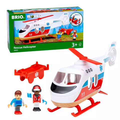 BRIO Rettungshubschrauber 36022 mit Trage, Figuren und Verpackung