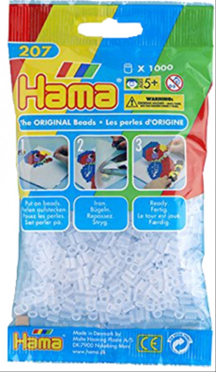 HAMA Bügelperlen Midi - Transparent Weiss 1000 Perlen - Bild 1