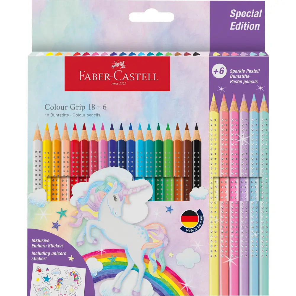 Faber-Castell Colour Grip Buntstifte Einhorn – 18+6 mit Stickern - Bild 1