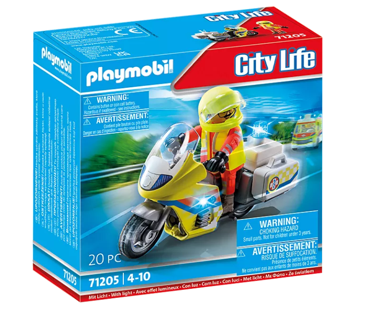 PLAYMOBIL City Life Notarzt-Motorrad mit Blinklicht 71205 - Bild 1