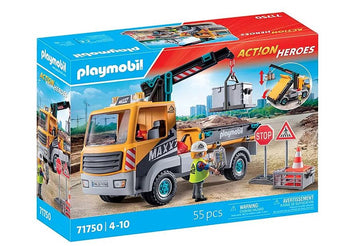 PLAYMOBIL Action Heroes Baustellen-LKW mit Kran 71750