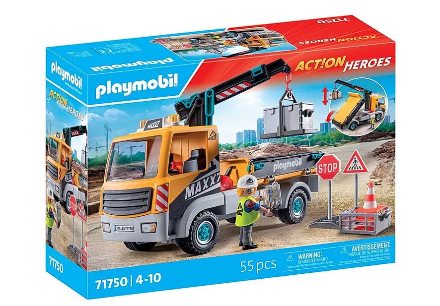PLAYMOBIL Action Heroes Baustellen-LKW mit Kran 71750 - Bild 1