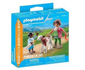 PLAYMOBIL Special Plus Bäuerin mit Kind und Kalb 71803