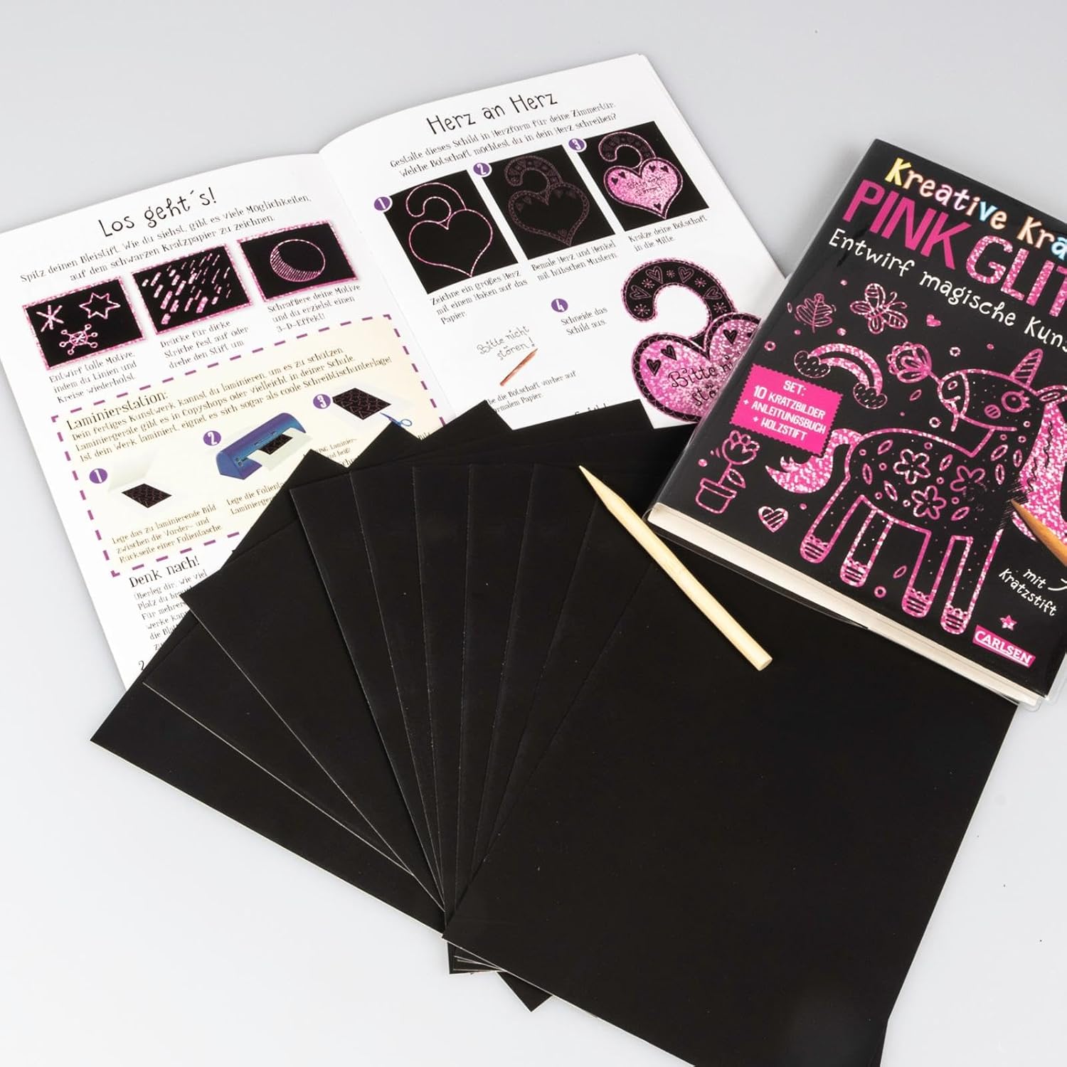 Kreative Kratzkunst: pink Glitzer - Bild 2