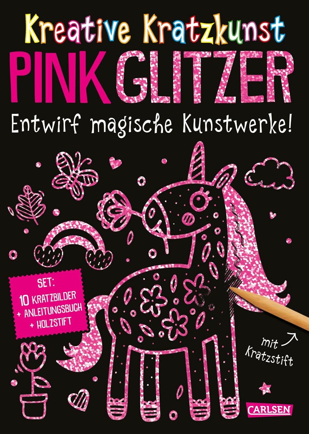 Kreative Kratzkunst: pink Glitzer - Bild 1