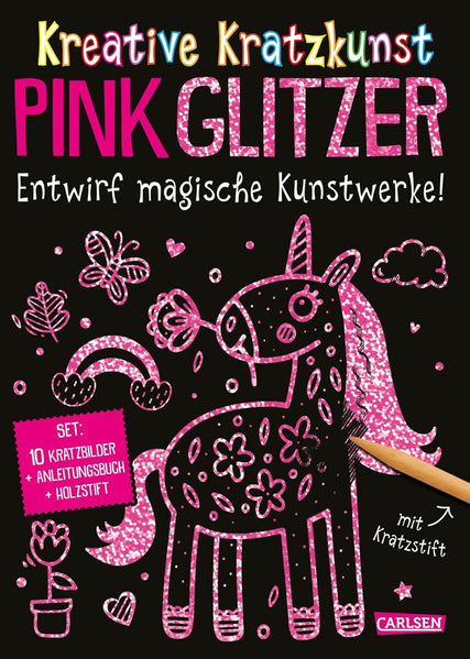 Kreative Kratzkunst: pink Glitzer