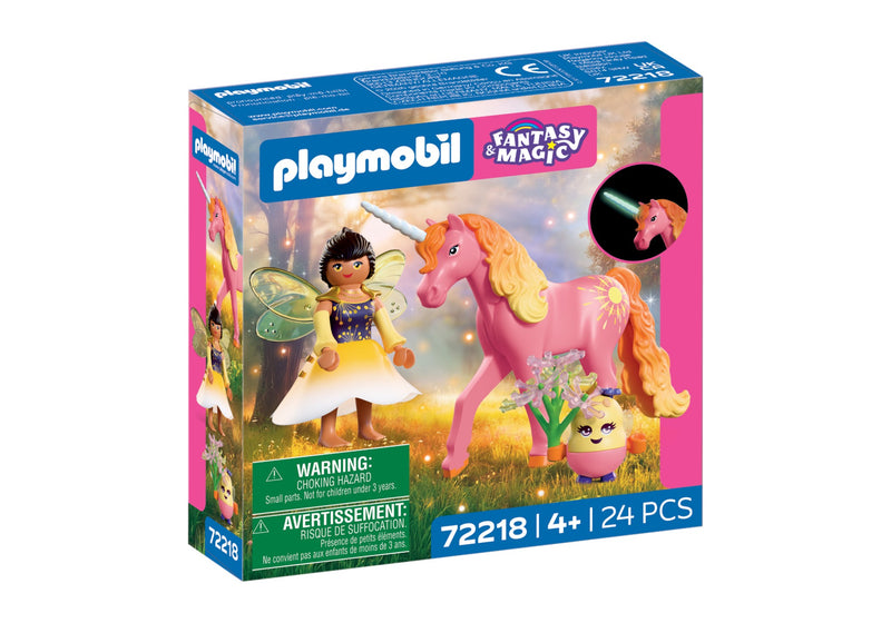 Verpackung PLAYMOBIL 72218 Sammeleinhorn Morgentau mit Fee, 24 Teile, ab 4 Jahren