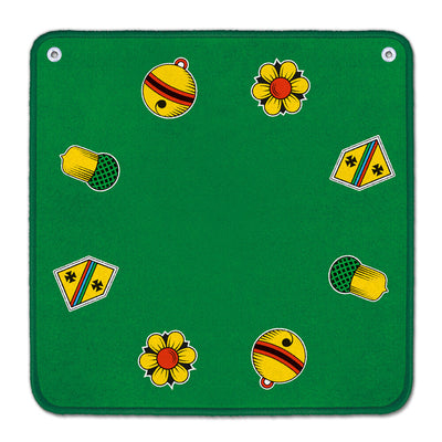 Jassteppich grün mit deutschen Motiven