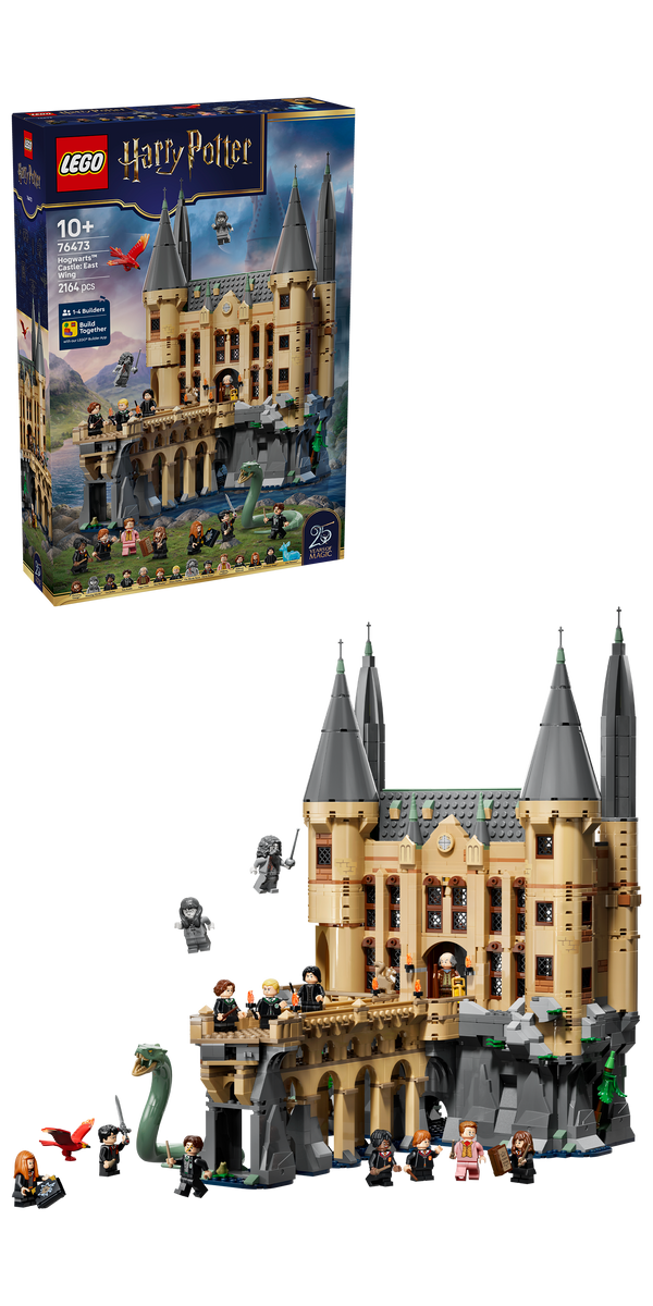 Verpackung des LEGO Harry Potter Hogwarts Ostflügel 76473 mit dem fertigen Modell