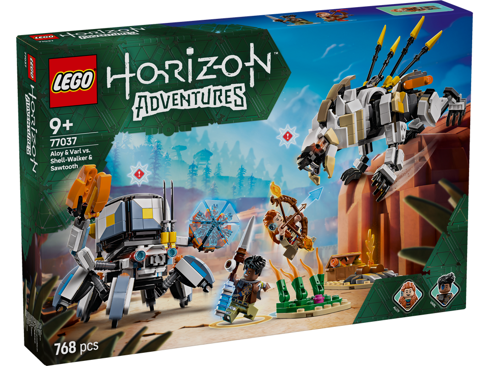 LEGO Horizon Aloy und Varl vs. Panzerwanderer und Sägezahn 77037