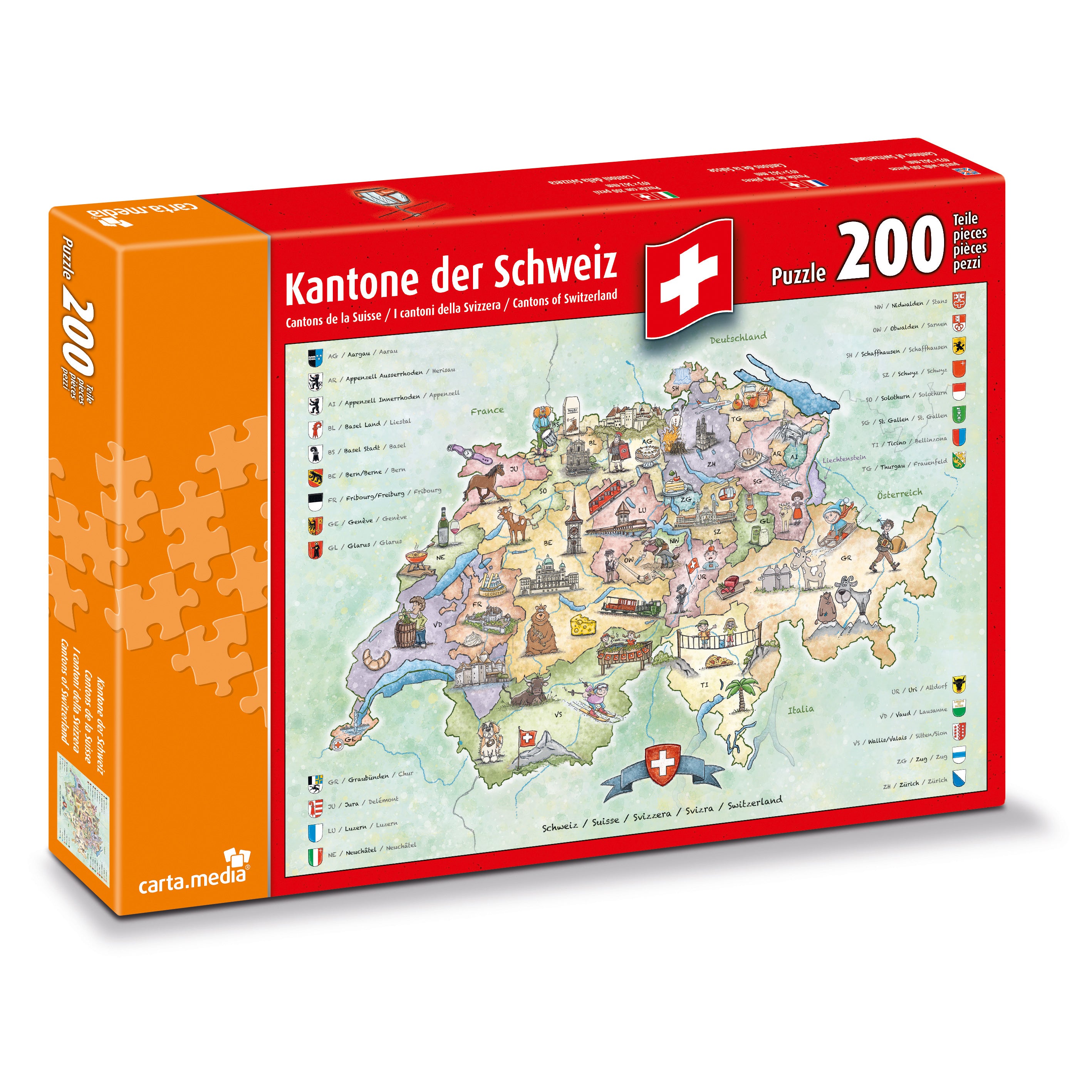 Puzzle Kantone der Schweiz 200 Teile - Bild 1