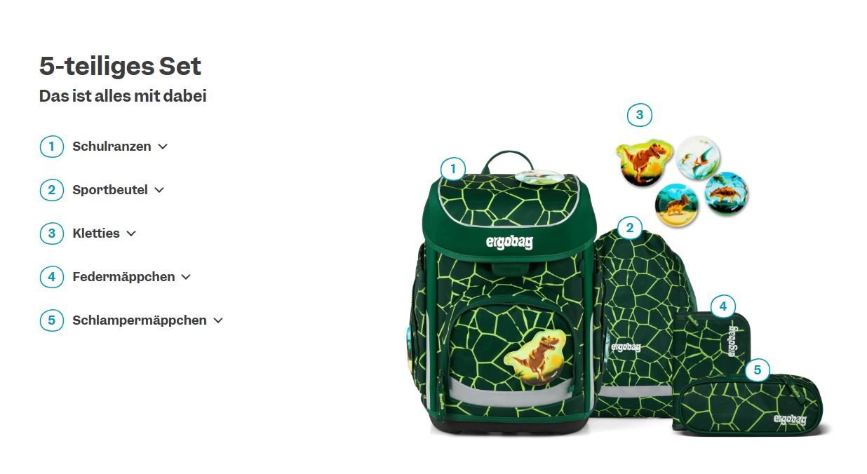 Ergobag Cubo 5-tlg. Set BärRex - Bild 6