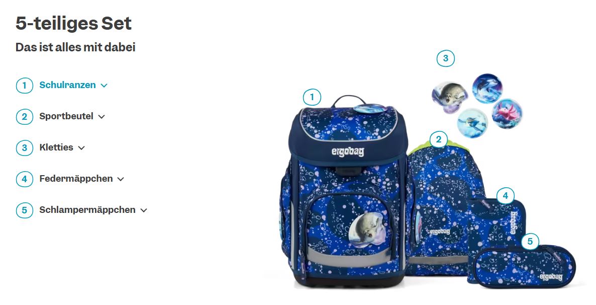 Ergobag Cubo 5-tlg. Set OzeanBärwohner - Bild 6