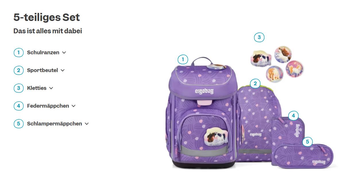 Ergobag Cubo 5-tlg. Set PonyBäradies - Bild 7