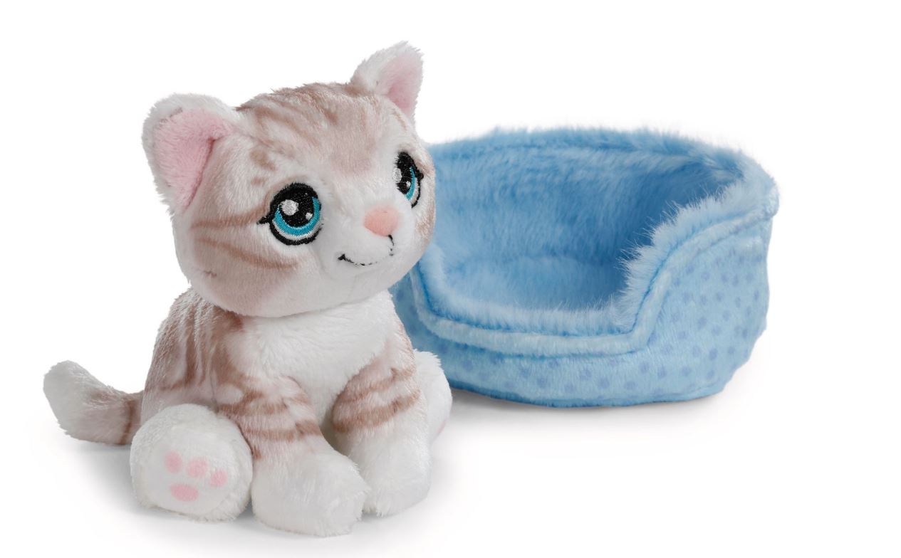Nici Sleeping Pets Katze grau getigert im blauen Körbchen - Bild 3