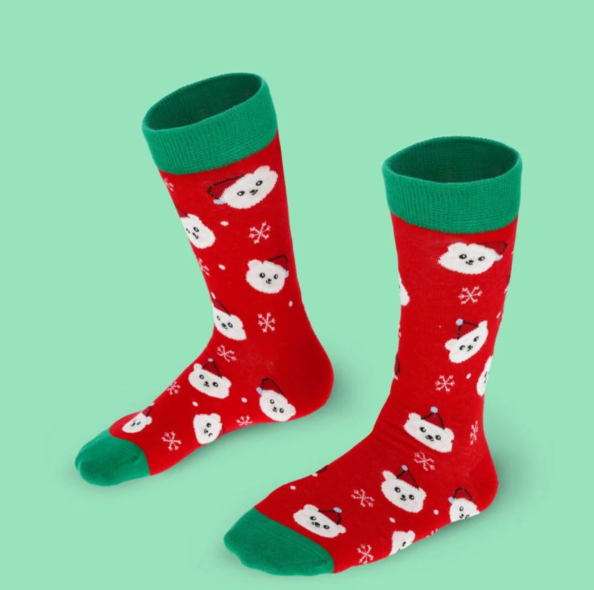 Socken mit Weihnachtsmotiven Eisbär Gr. 35 - 40 - Bild 2