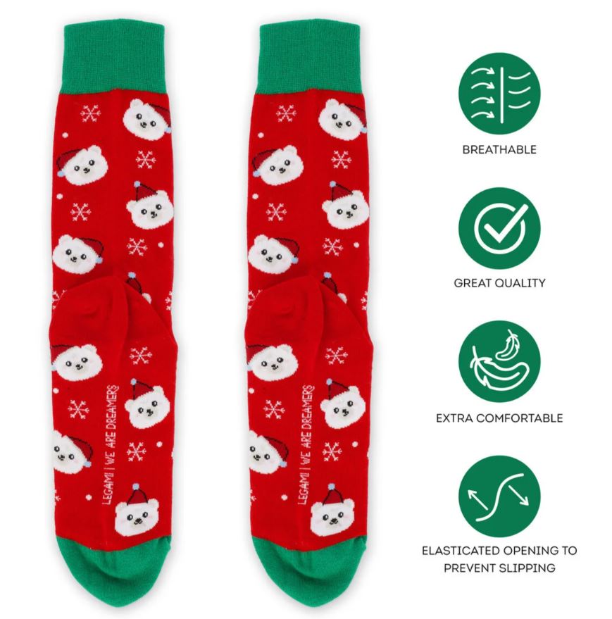 Socken mit Weihnachtsmotiven Eisbär Gr. 35 - 40 - Bild 3