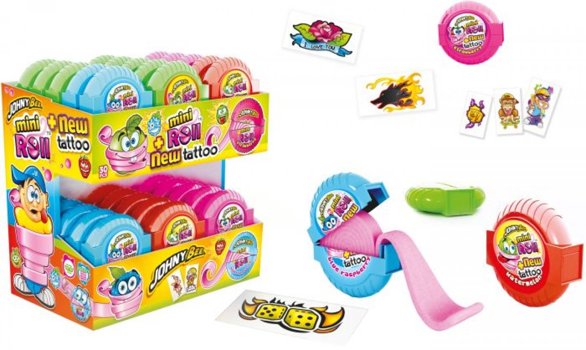 Johny Bee Bubble Gum Rolle mit Tattoo 18g - Bild 1