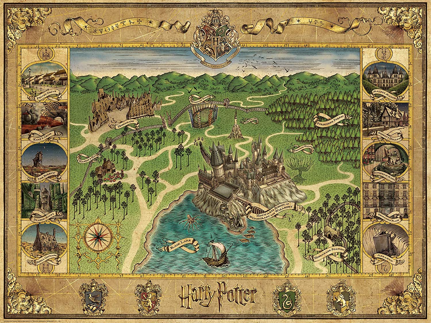 Puzzle 1500 Teile Hogwarts Karte 16.599 - Bild 2