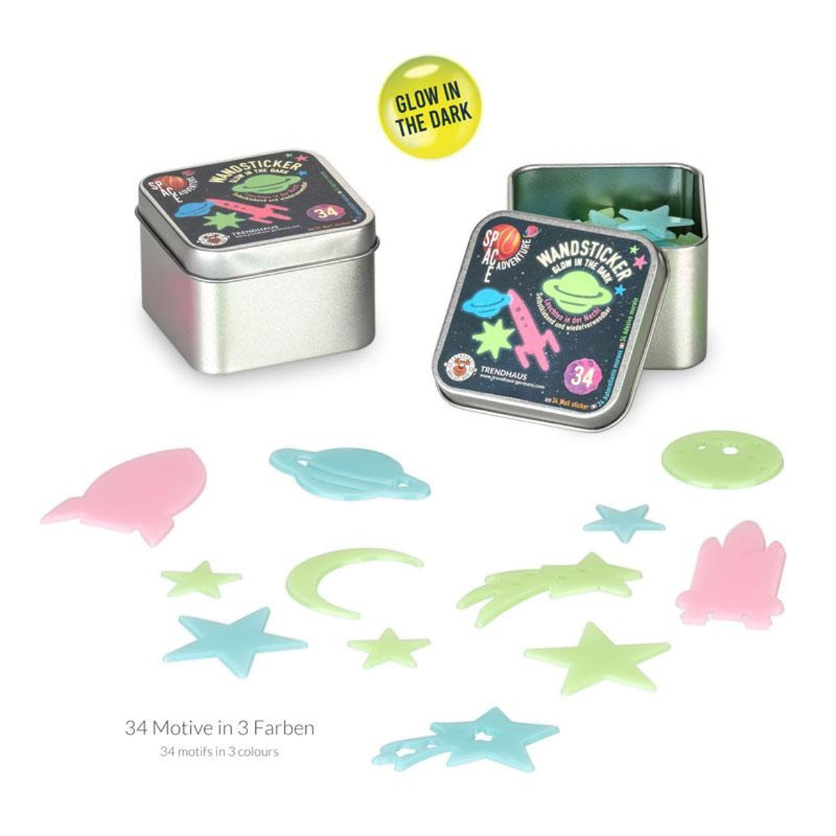Trendhaus Space Adventure Wandsticker Glow in the Dark – 34-teilig - Bild 1