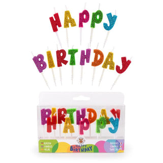 Kerze Glitzerschriftzug Happy Birthday