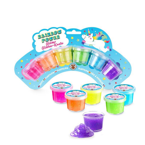 Rainbow Power Glitzer - Glibber Knete Set 6 x 16g