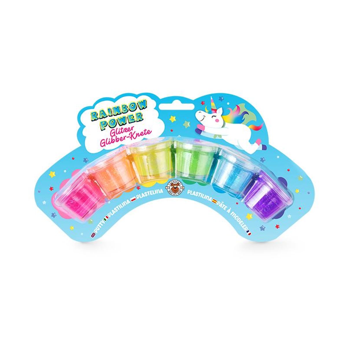 Rainbow Power Glitzer - Glibber Knete Set 6 x 16g - Bild 2