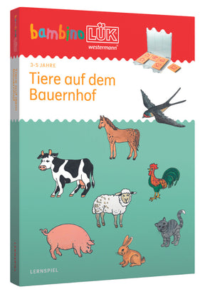 bambinoLÜK-Set Tiere auf dem Bauernhof, Verpackung mit Kontrollgerät-Abbildung