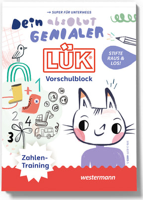 LÜK Vorschulblock Zahlentraining, Cover mit Katze und Zahlen