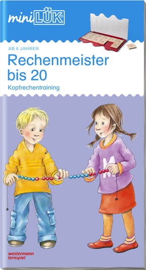 Cover miniLÜK Heft Rechenmeister bis 20 mit zwei Kindern und Rechenkette