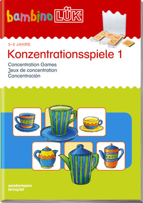 bambinoLÜK Heft Konzentrationsspiele 1, Titelseite mit Tassen und Kannen