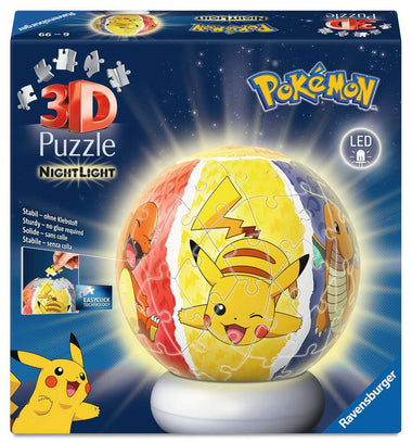 Puzzle 3D Ball 72 Teile:  Puzzle-Ball Nachtlicht Pokémon 08.053