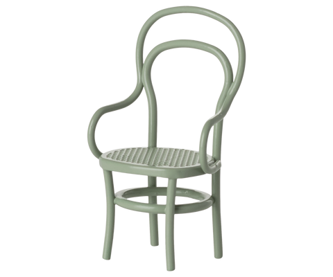 Vintage-Stuhl in Mint mit geschwungener Lehne, freigestellt