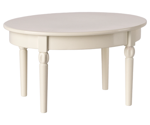 Vintage-Esstisch in Off White mit gedrechselten Beinen, freigestellt